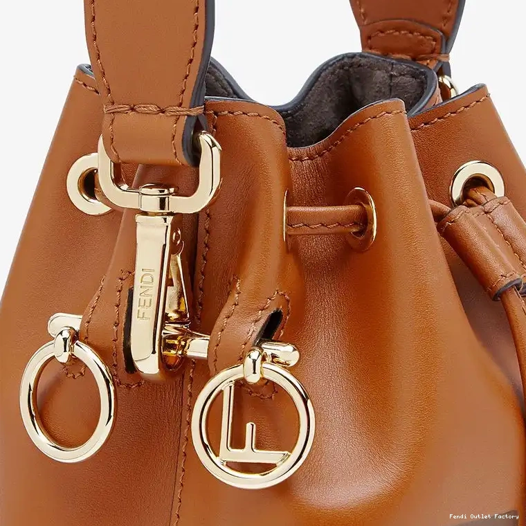 Affordable HOT Tresor Logo Mon In Fendi Bag Mini Leather Brown Bucket Calf ROMA 0524